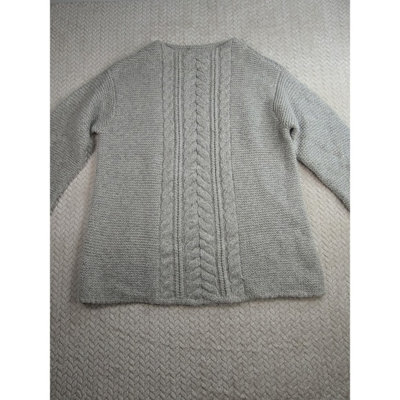 J Jill Pure Jill Womens M Pullover Knit Sweater Grey Round Neck Cable Knit - Picture 1 of 6